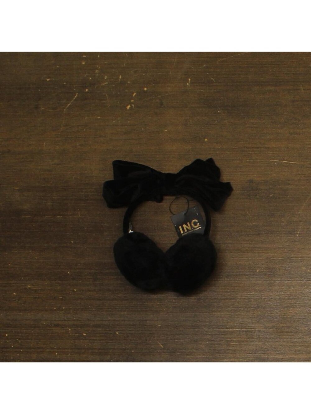 NEW Inc International Concepts Womens Velvet Bow Earmuffs IN1742503 Black